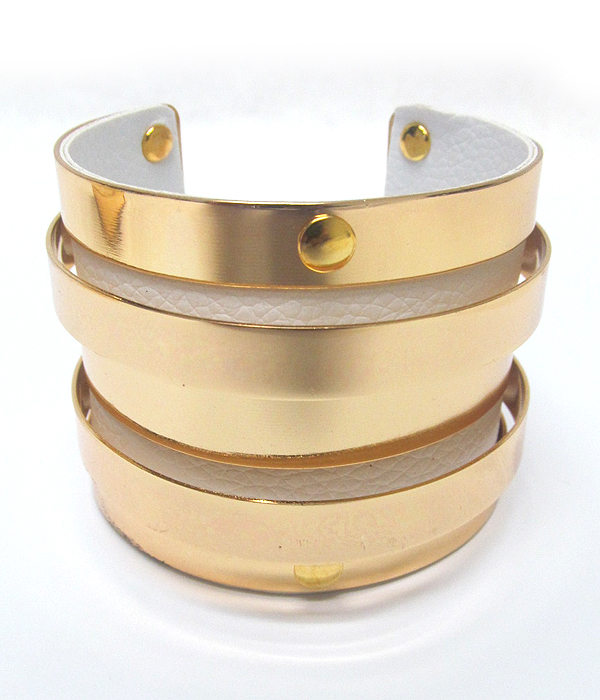 METAL AND LEATHER CUFF BANGLE