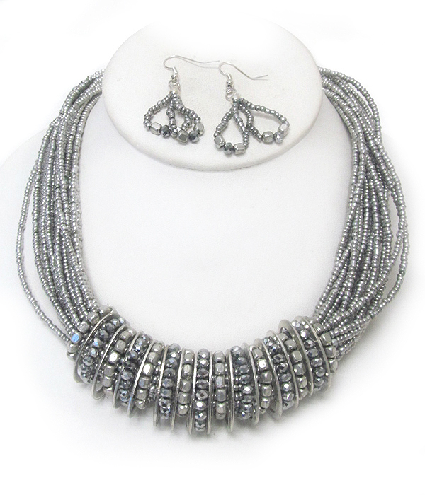 Chunky sead beads necklace set