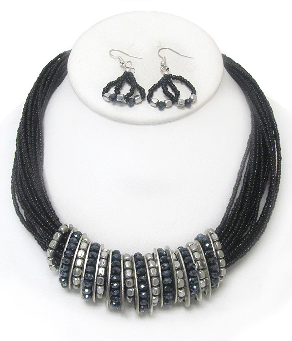 Chunky seed beads necklace set