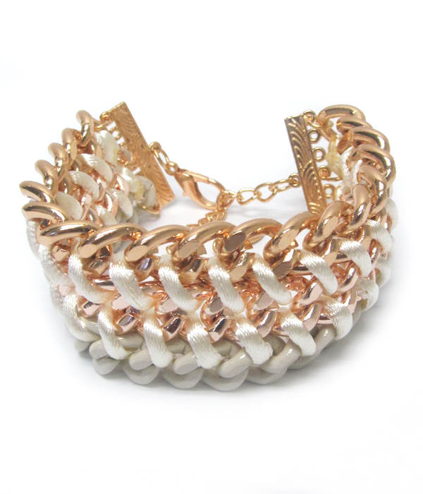 Multi metal chain chunky bracelet