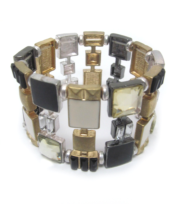 Multi crystal and epoxy stretch bracelet 