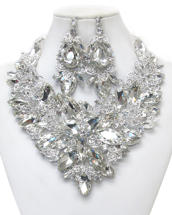 Luxury class victorian style and austrian crystal party necklace set
