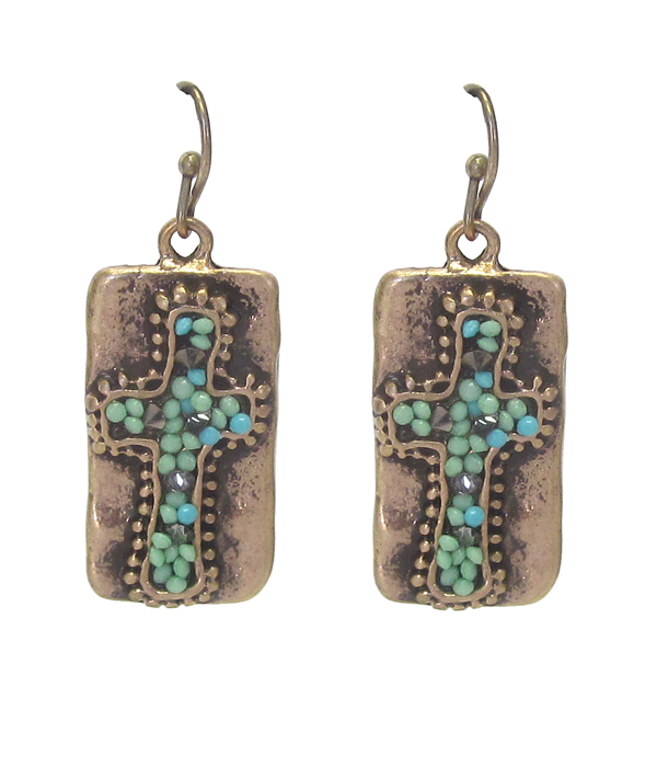 Seedbead cross earring