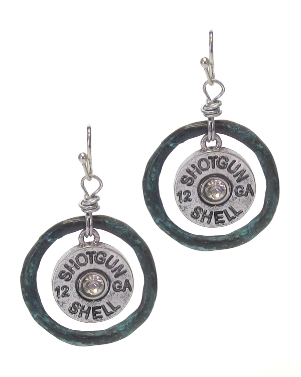 Crystal center bullet earring