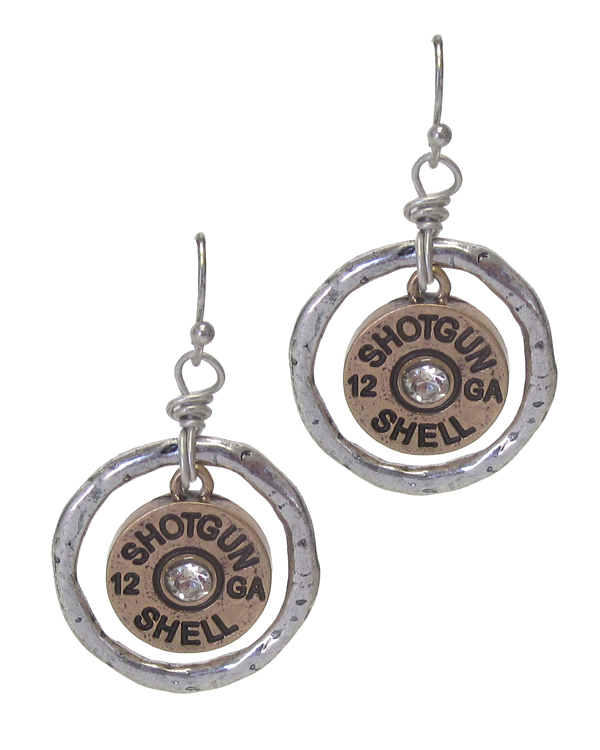 Crystal center bullet earring