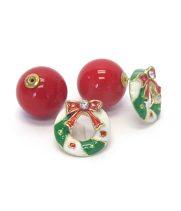 Christmas wreath double sided earring