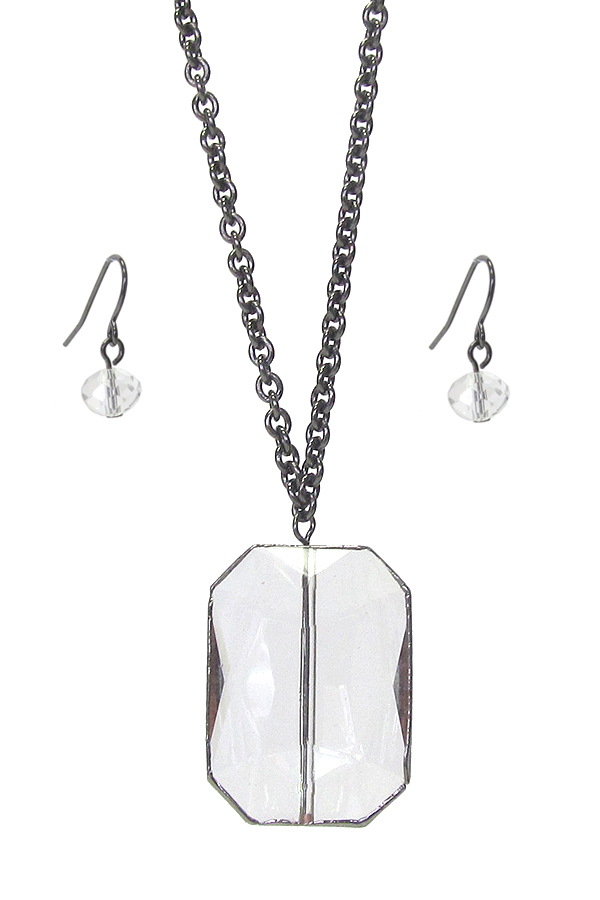 FACET GLASS PENDANT NECKLACE SET