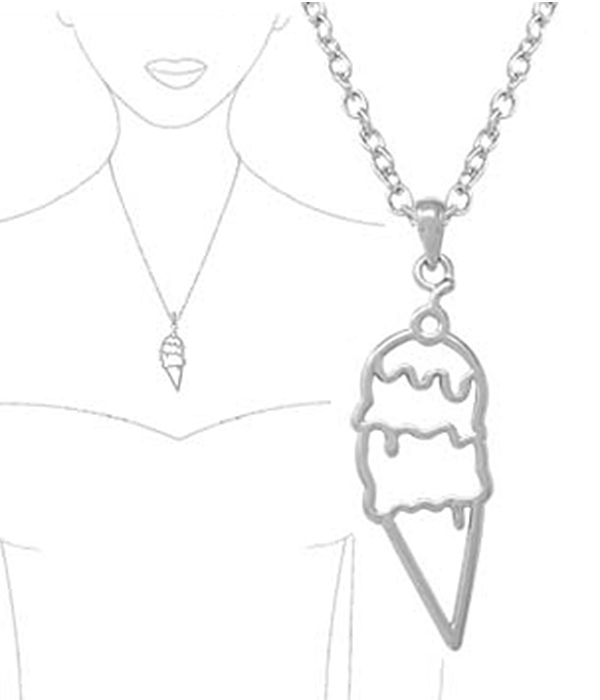 METAL WIRE ART PENDANT NECKLACE - ICE CREAM CONE