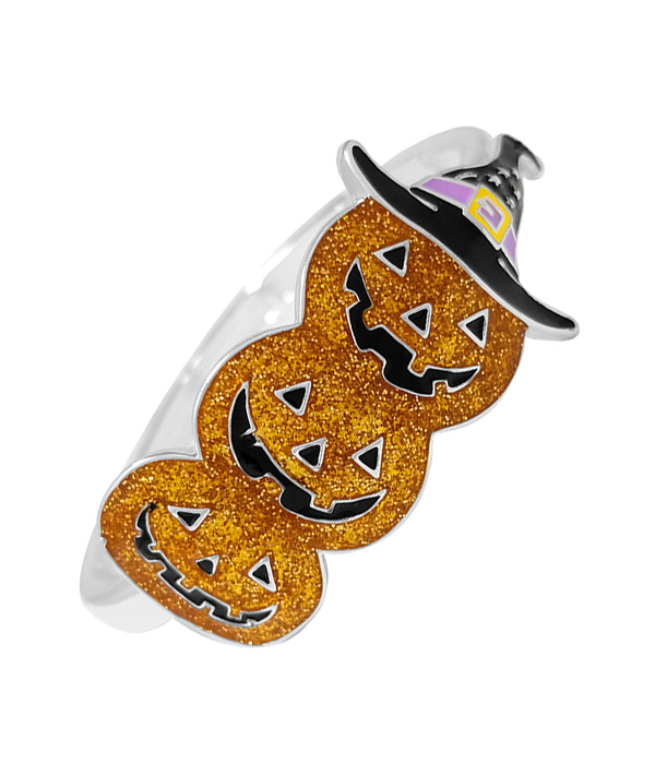 HALLOWEEN THEME EPOXY TRIPLE PUMPKIN BANGLE BRACELET