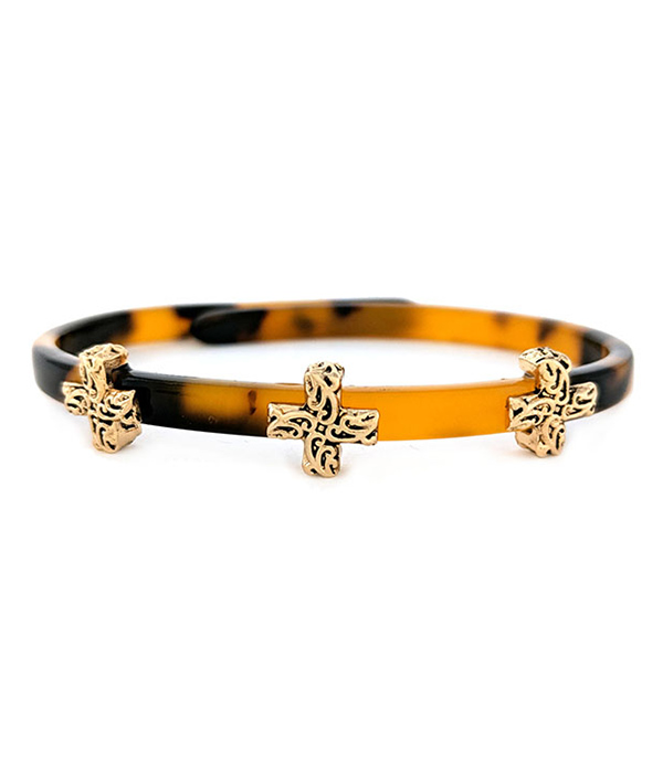 Acetate bangle bracelet - cross