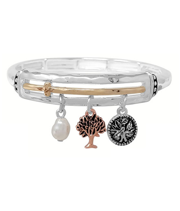 RELIGIOUS INSPIRATION MULTI CHARM AND STRETCH BRACELET - TREE OF LIFE