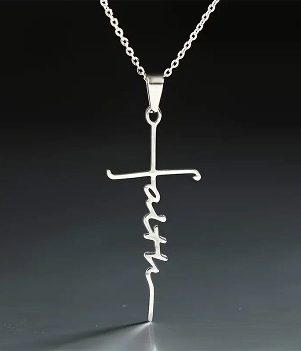 Stainless steel faith cross necklace