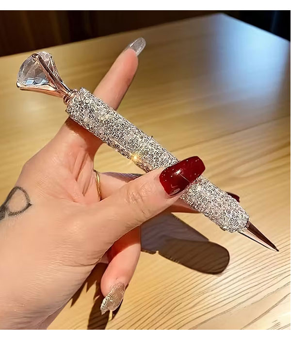 Rhinestone retractable ballpoint pen