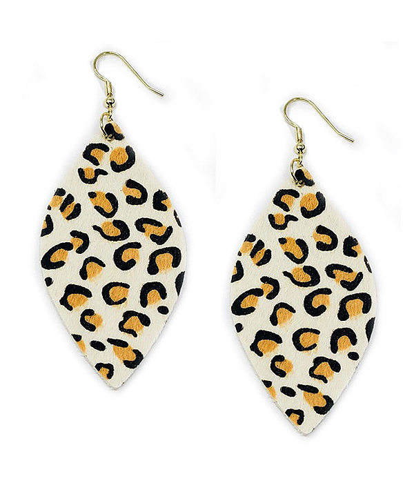 Animal print leatherette marquoise earring - leopard