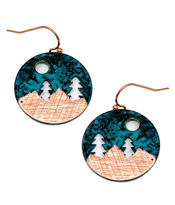 SCRATCH METAL LANDSCAPE DISC EARRING