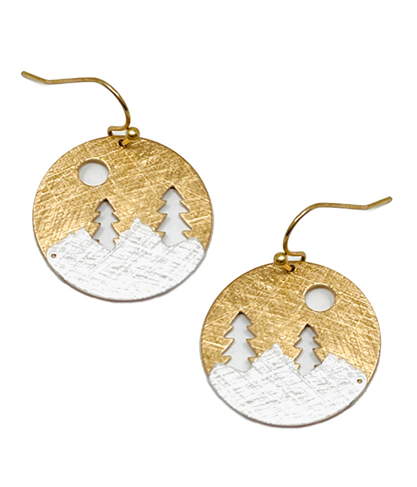 SCRATCH METAL LANDSCAPE DISC EARRING