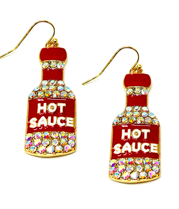 CRYSTAL MIX HOT SAUCE BOTTLE EARRING