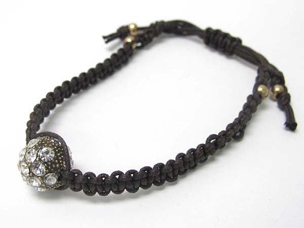 Crystal stud metal ball suede cord bracelet