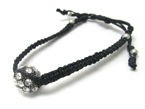 Crystal stud metal ball suede cord bracelet