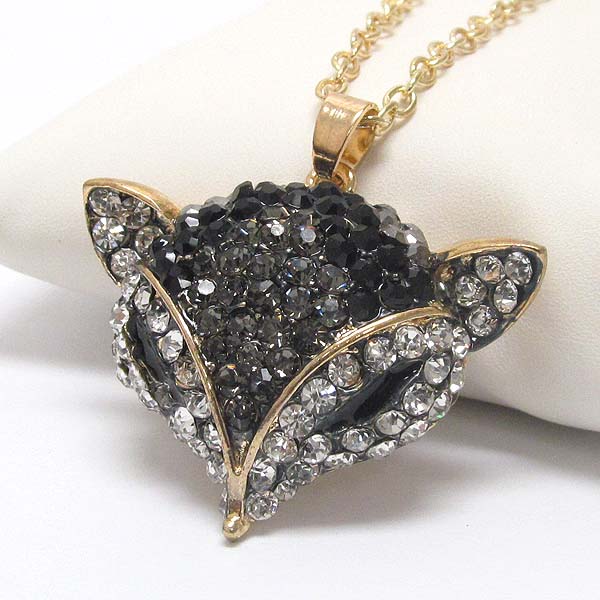 Crystal deco fox pendant necklace