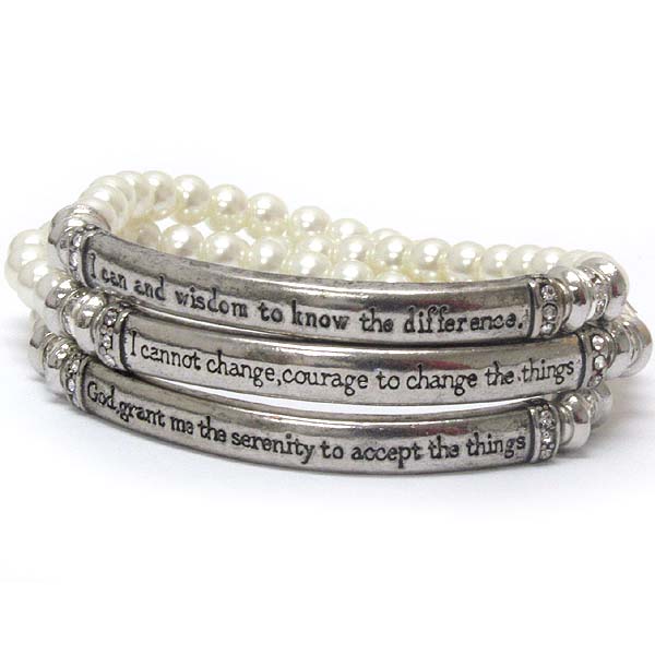 Inspiration message pearl stretch and wrap bracelet