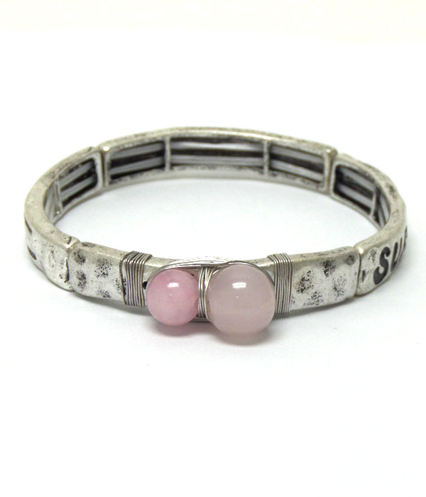 Metal with stone thin  bracelet 
