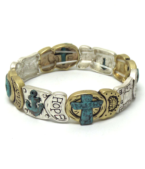 Metal linked hope theme bracelet