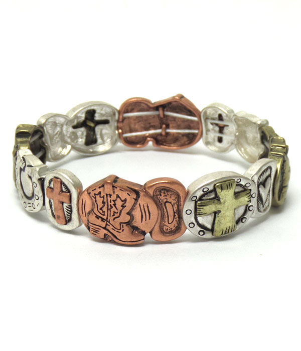 Metal linked horse theme bracelet