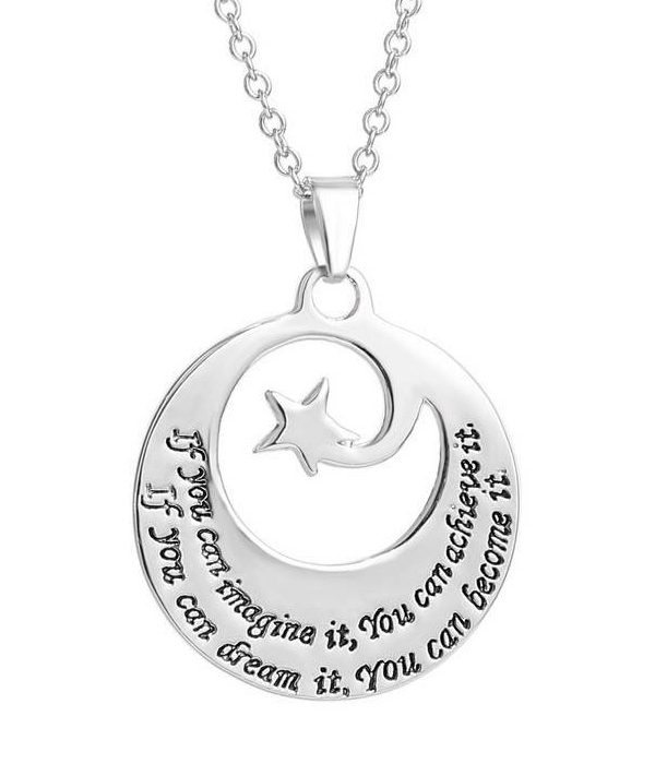Etsy style message necklace - if you can imagine it you can achieve it if you can dream it you can become it