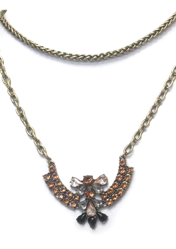Bohemian style crystal pendant double layer necklace sdet