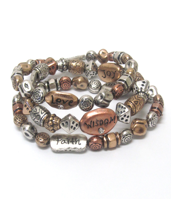 Chicos style vintage metal stackable stretch bracet set of 3