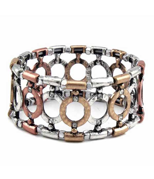 Chicos style vintage metal donut stretch bracelet