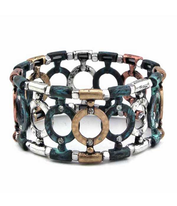 Chicos style vintage metal donut stretch bracelet