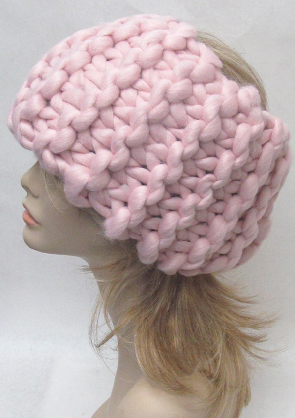 Premium hand knit oversize loopy mango open top winter beanie