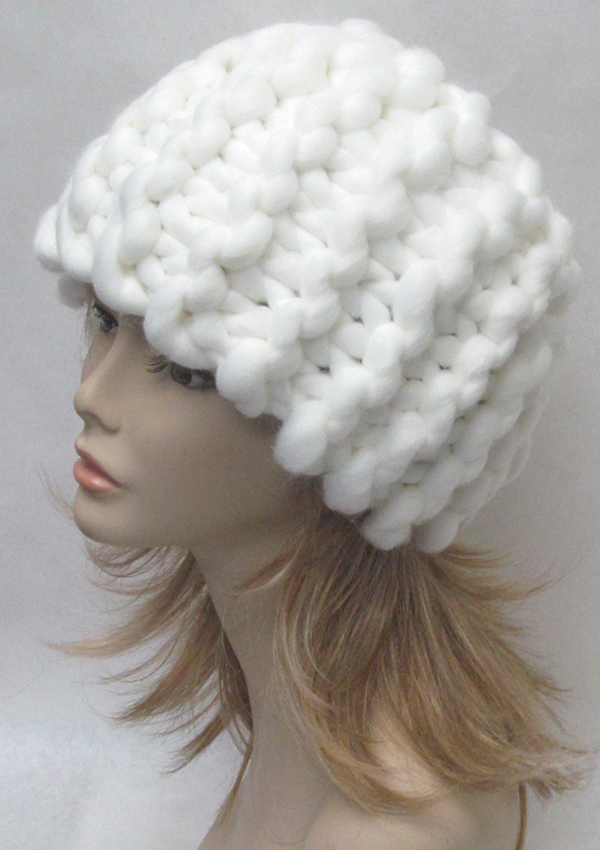 Premium hand knit oversize loopy mango open top winter beanie