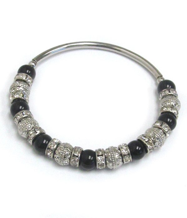 Multi bead and crystal rondelle stretch bracelet
