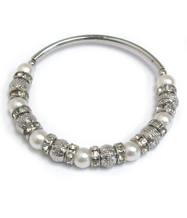 Multi bead and crystal rondelle stretch bracelet