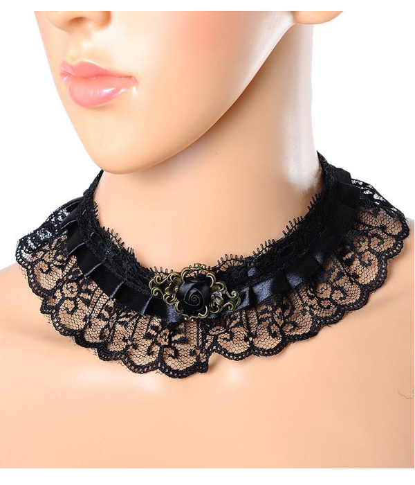 Handmade retro gothic steampunk lace chocker necklace