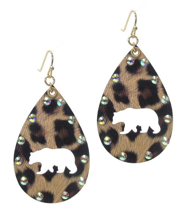 ANIMAL PRINT TEARDROP EARRING - MAMA BEAR