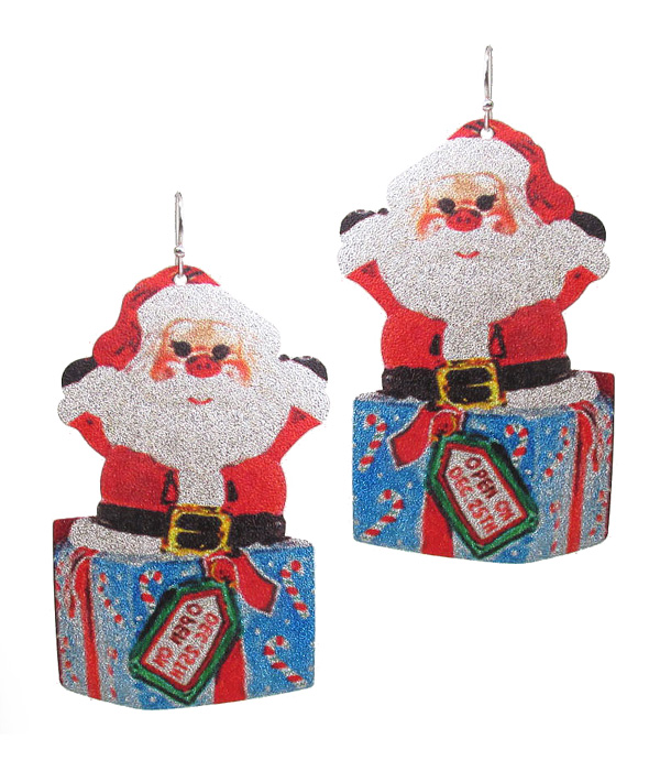 Christmas theme metal sheet earring - santa