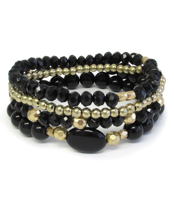 MULTI MIX BEAD 4 STRETCH BRACELET SET