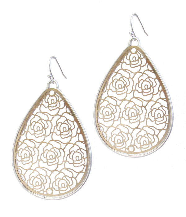 METAL FILIGREE TEARDROP EARRING