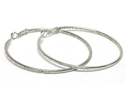 Crystal in-out paved simple hoop earring - hoops