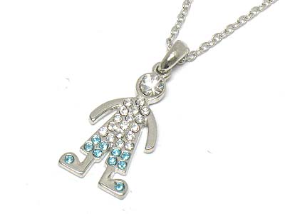 Crystal deco boy pendant necklace