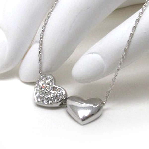 Crystal double heart necklace -valentine