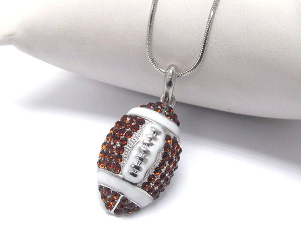 Crystal stud football pendant necklace