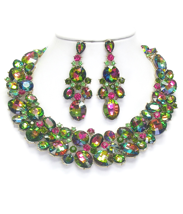 Luxury class victorian style and australian crystal party necklace set