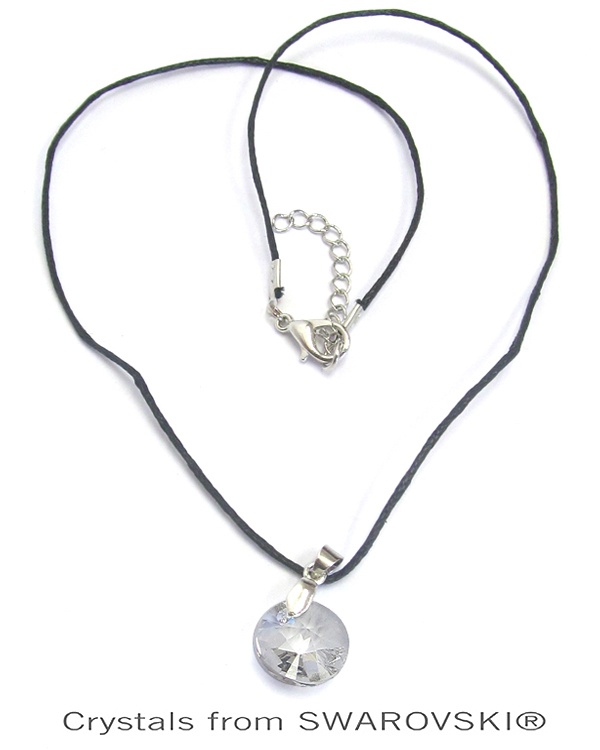 Genuine swarovski crystal semplice round pendant necklace - handcrafted in the usa