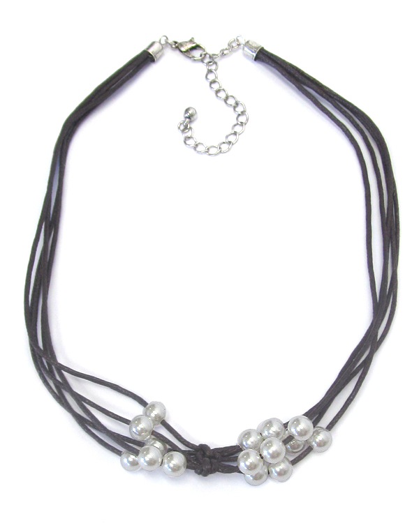 Multi freshwater pearl and cord necklace