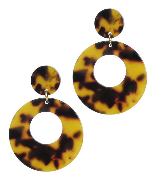 ORGANIC CELLULOSE RING EARRING - TORTOISE